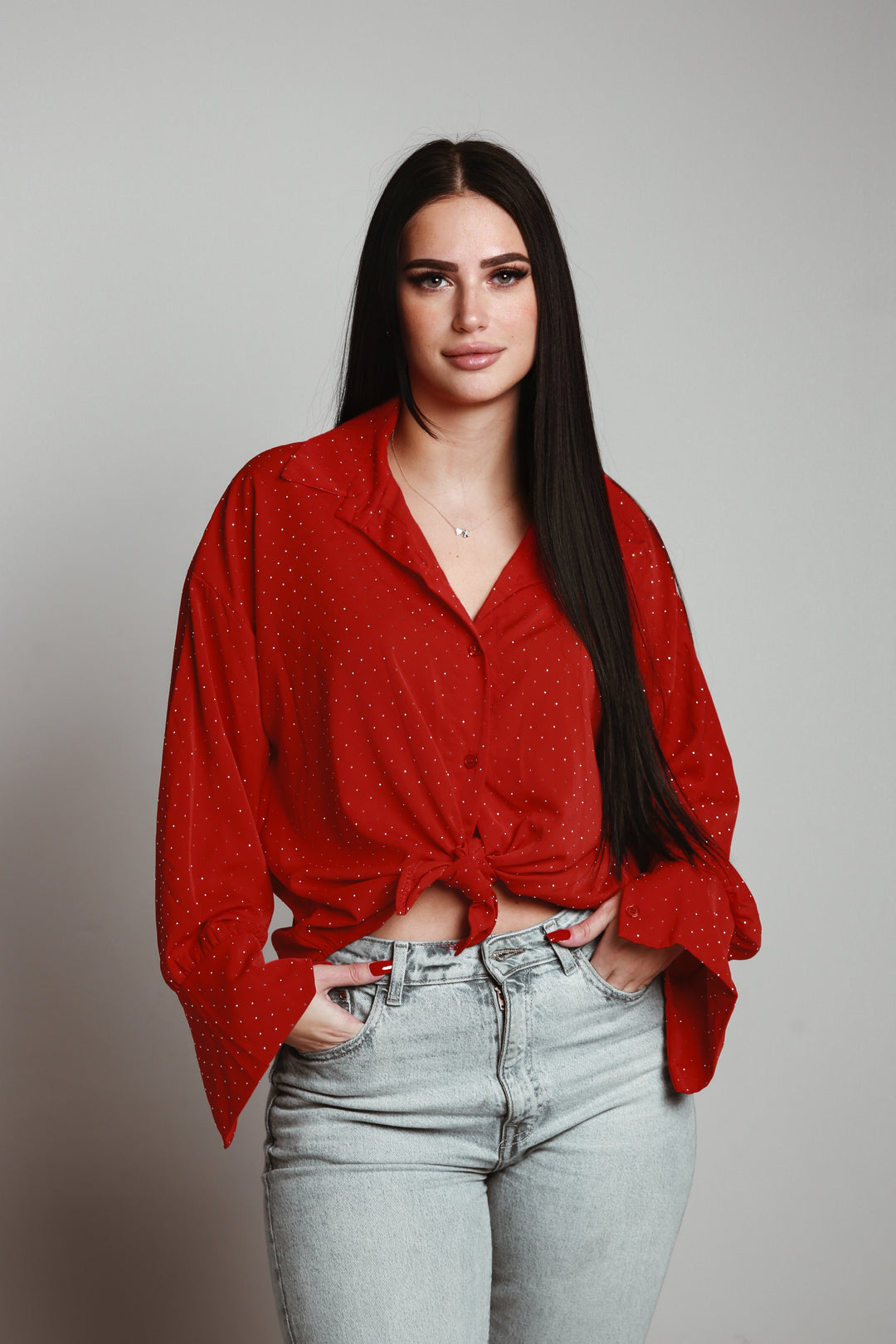 BLUSE MIT STRASS STEIN