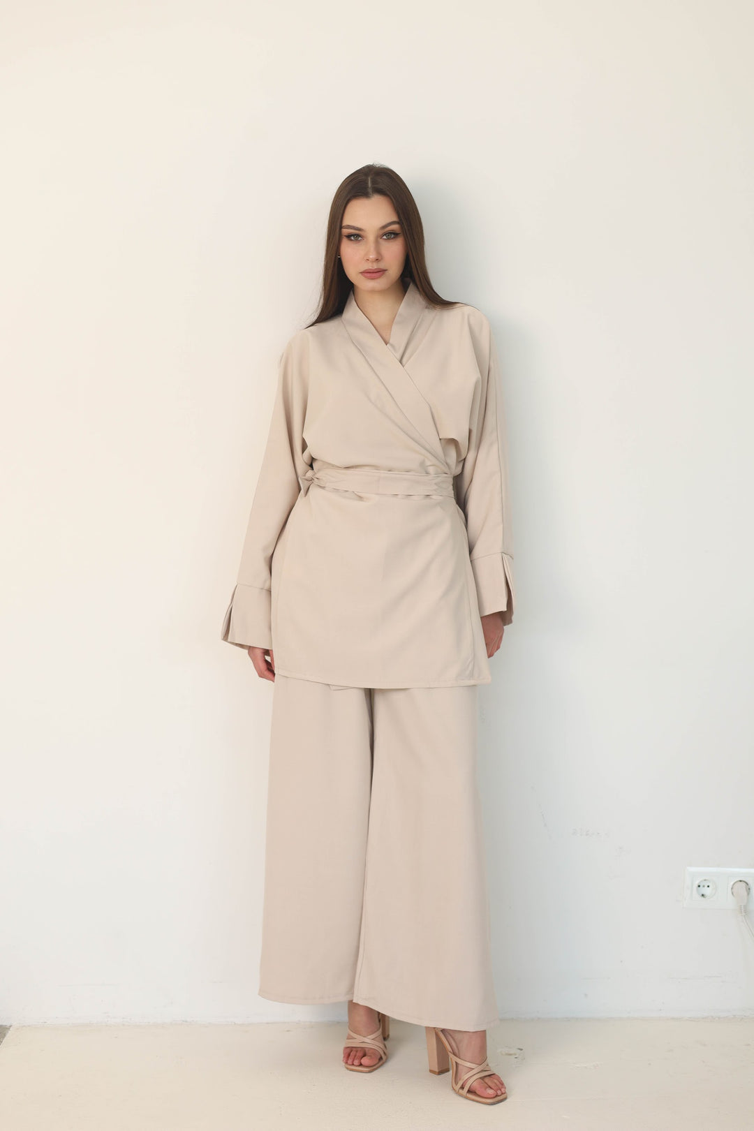 beige two-piece set