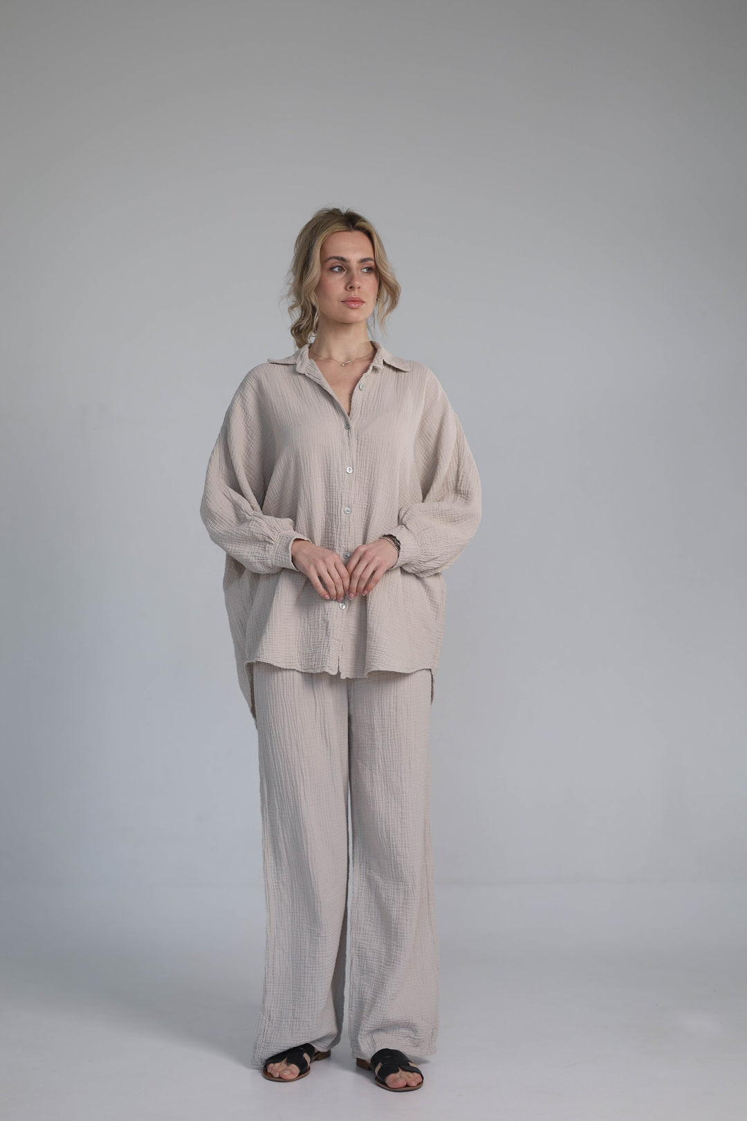 beige two-piece set