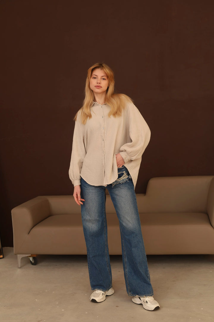 Beige Oversize Blouse