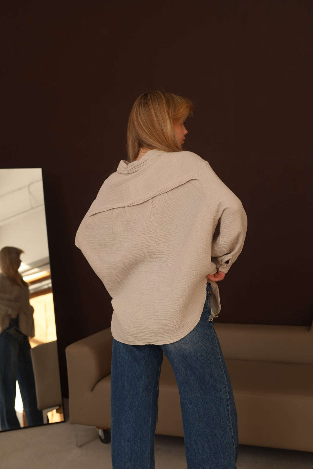 Beige Oversize Blouse