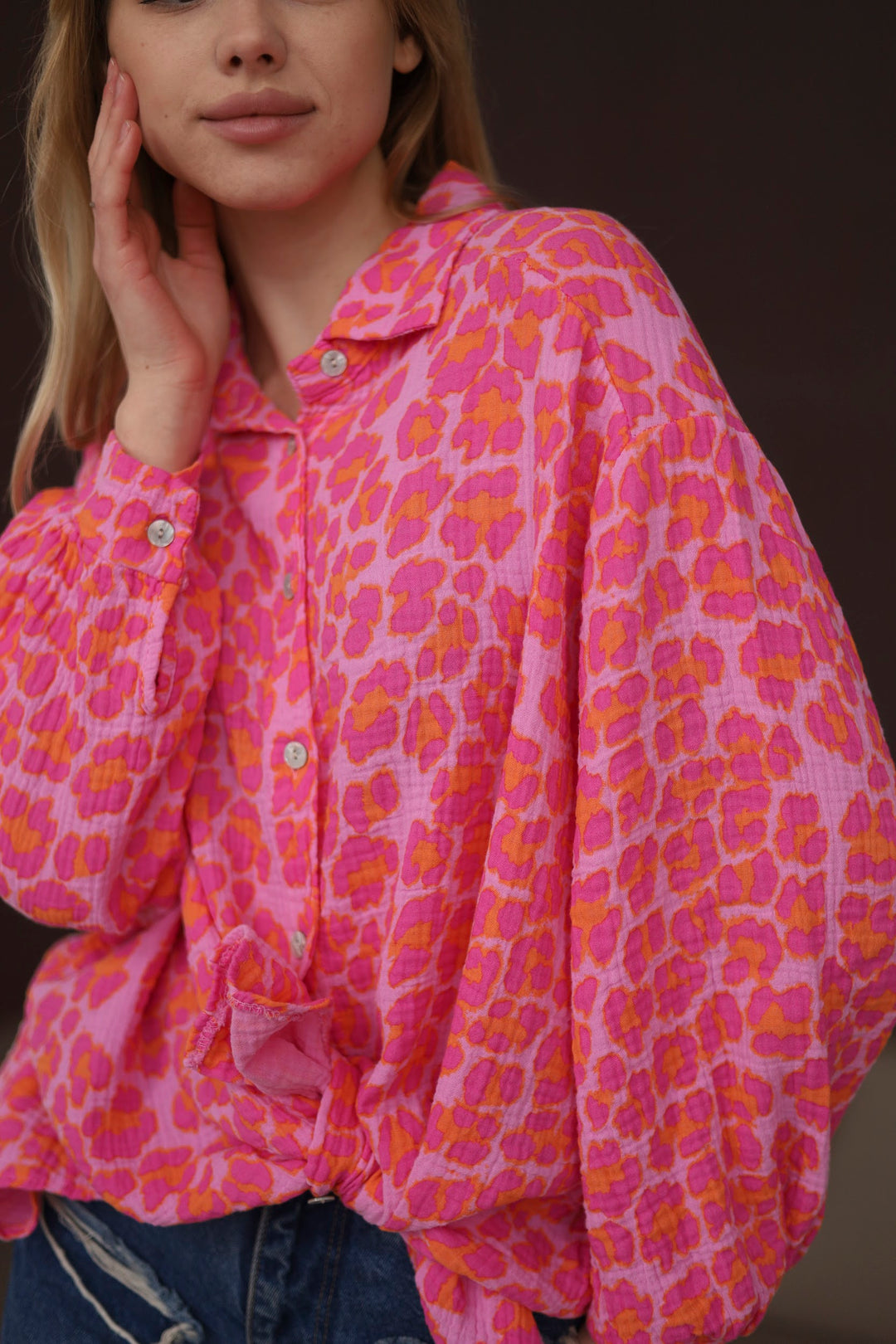 Pink-Leopard Oversize Blouse