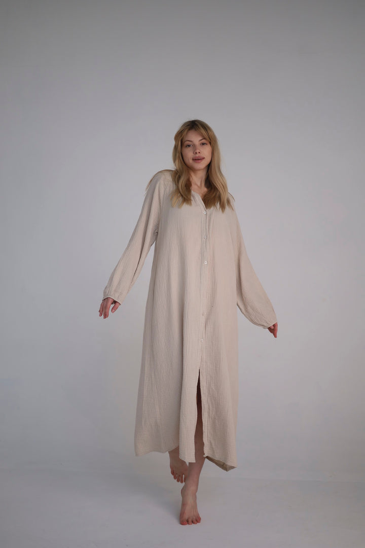 beige relaxed fit dress