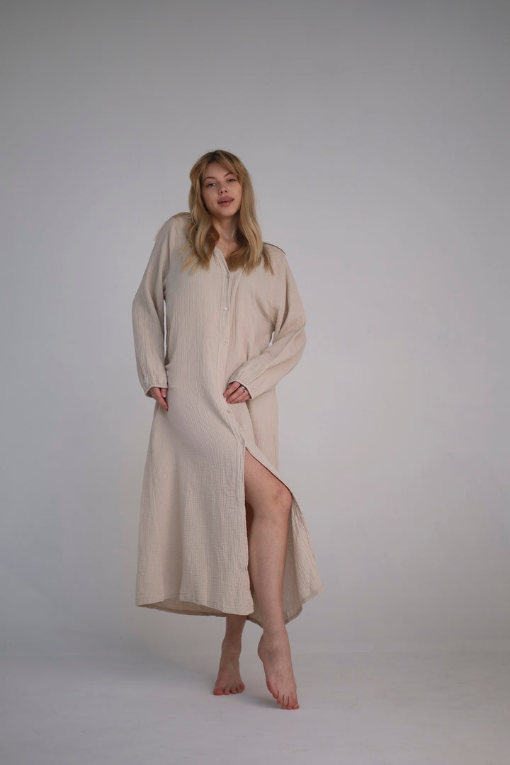 beige relaxed fit dress