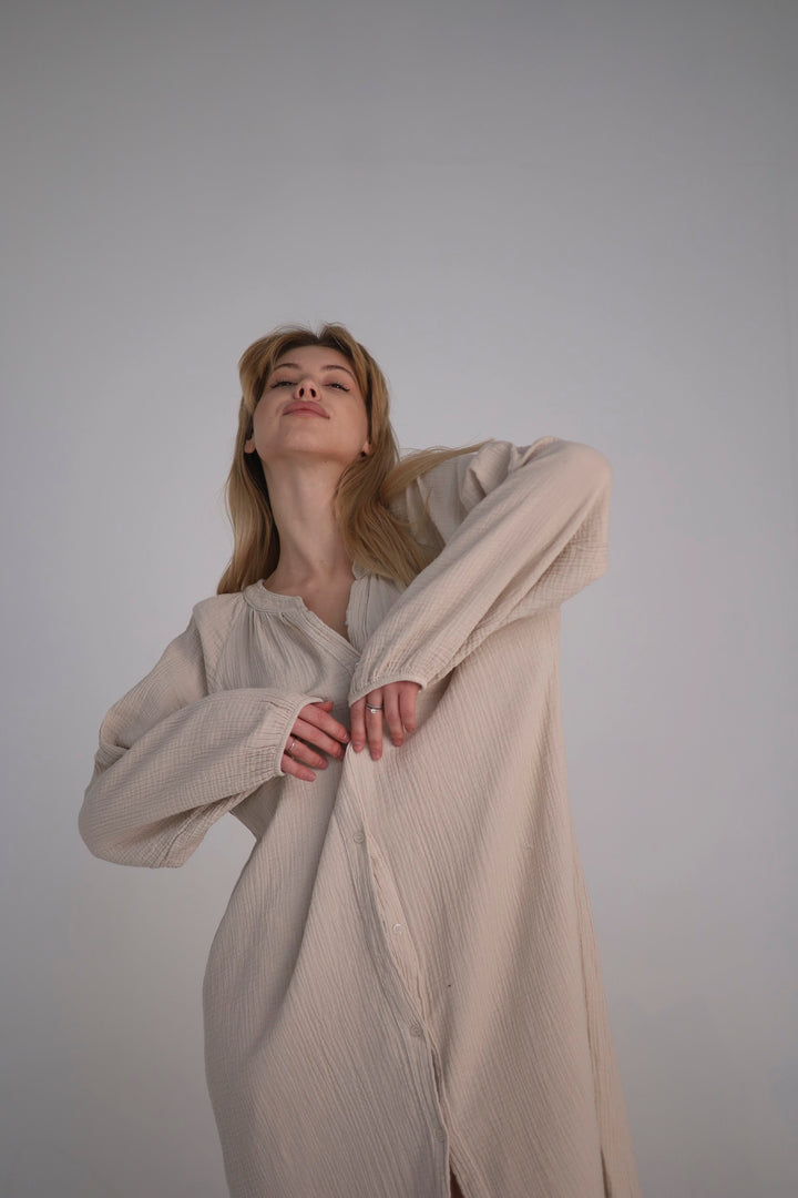 beige relaxed fit dress
