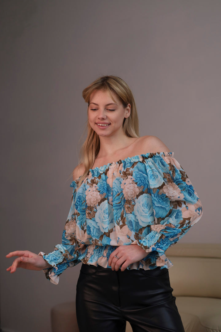 Floral Puff shoulder blouse