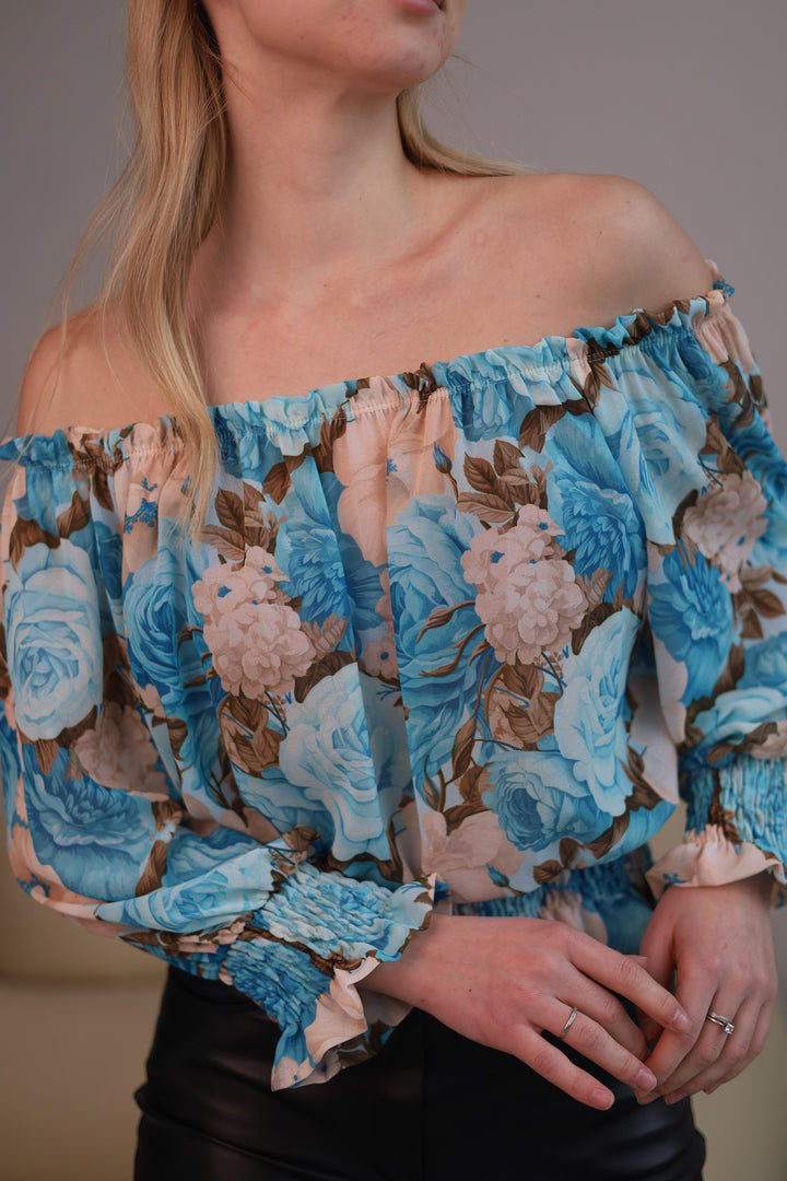 Floral Puff shoulder blouse