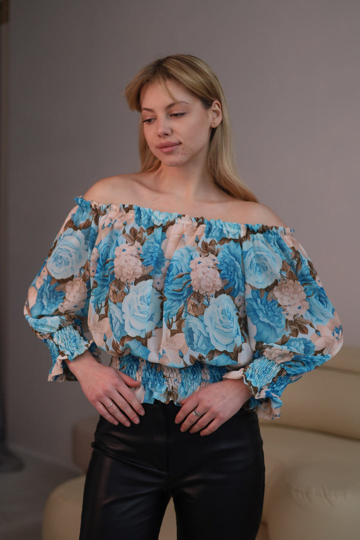Floral Puff shoulder blouse