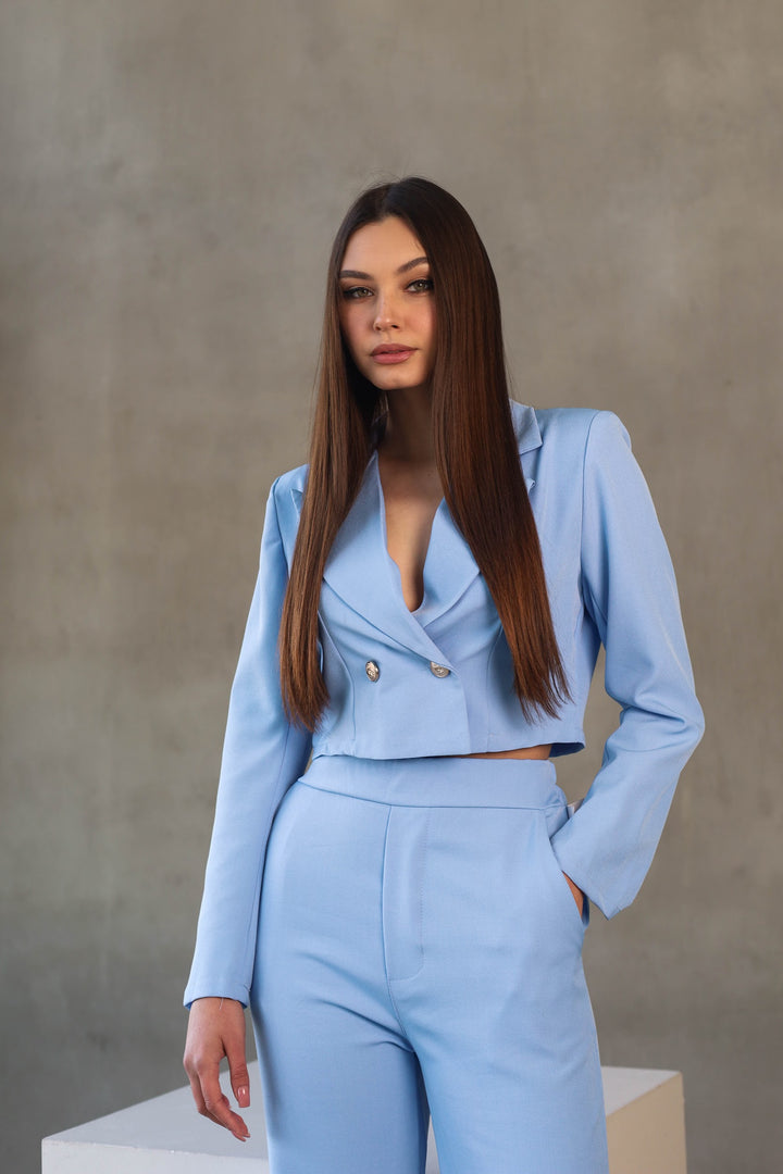 light blue two-piece classy set