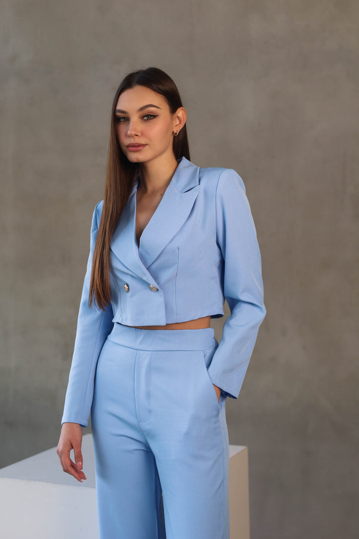 light blue two-piece classy set