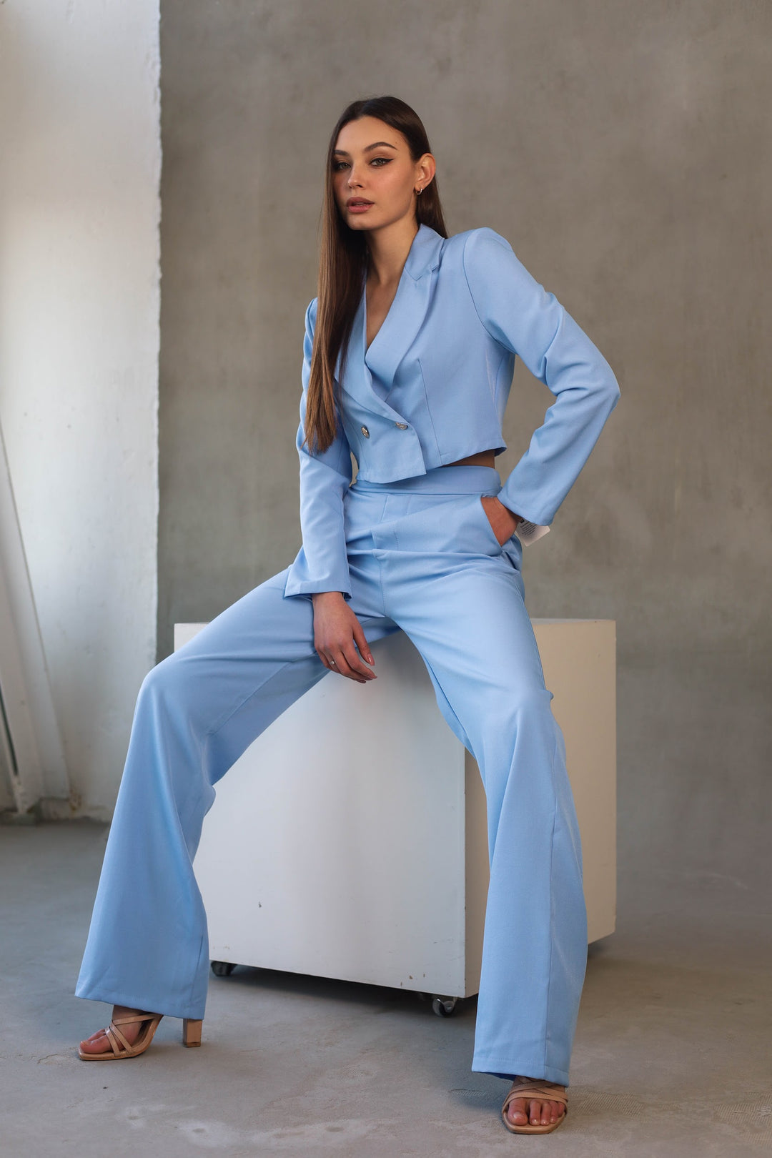 light blue two-piece classy set