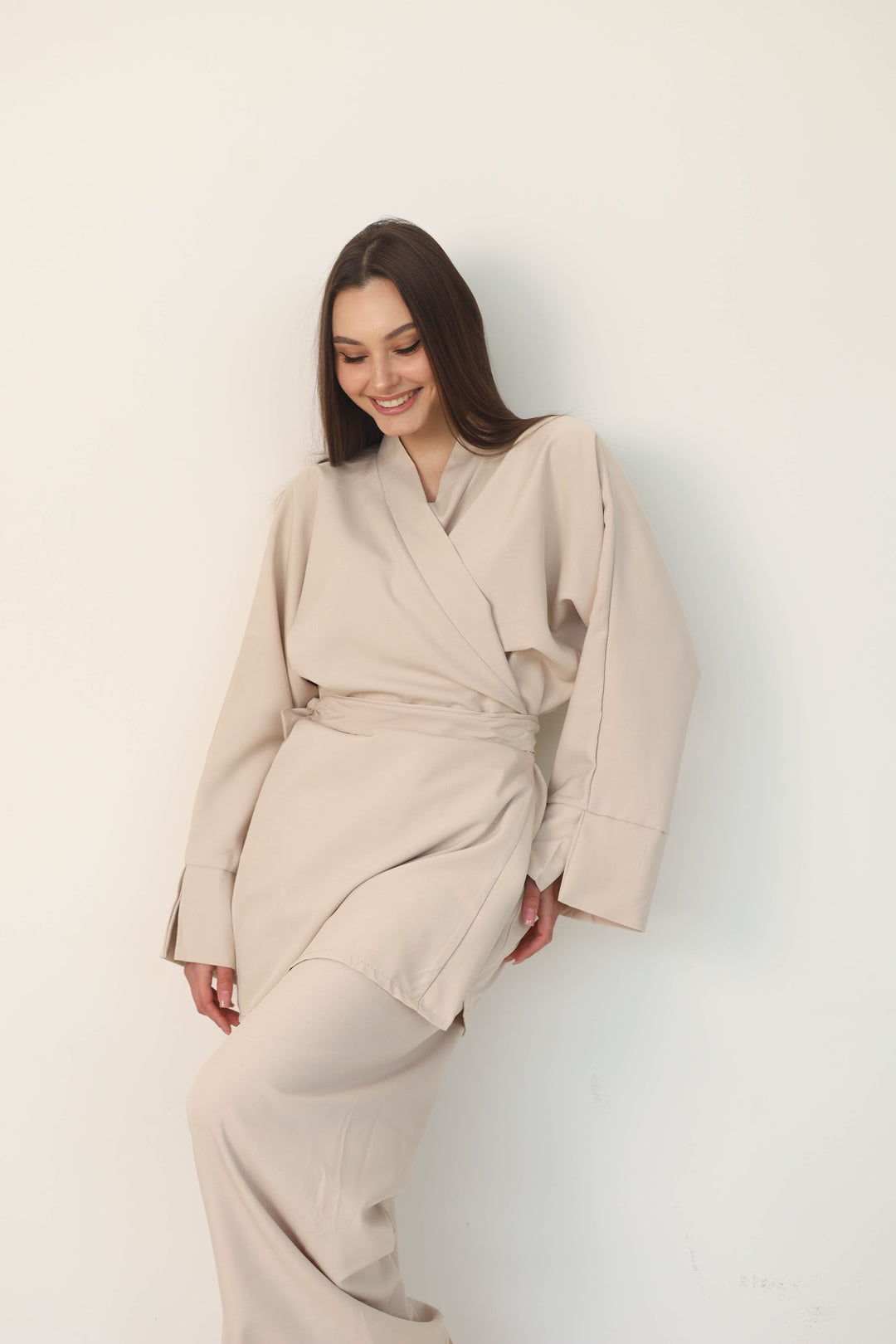 beige two-piece set