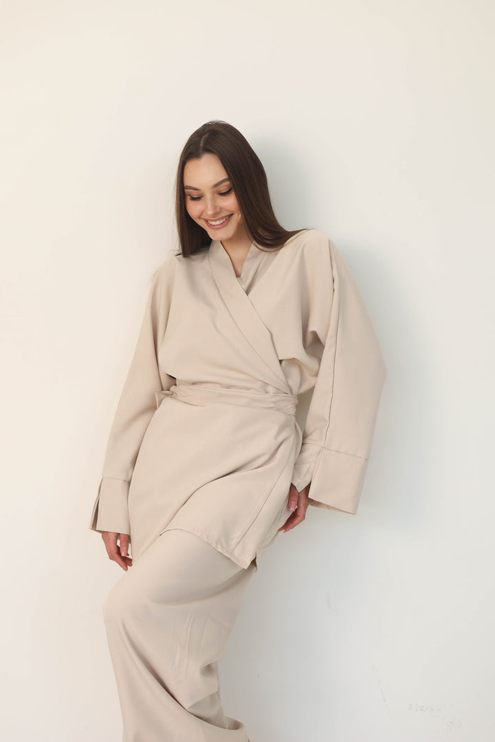 beige two-piece set