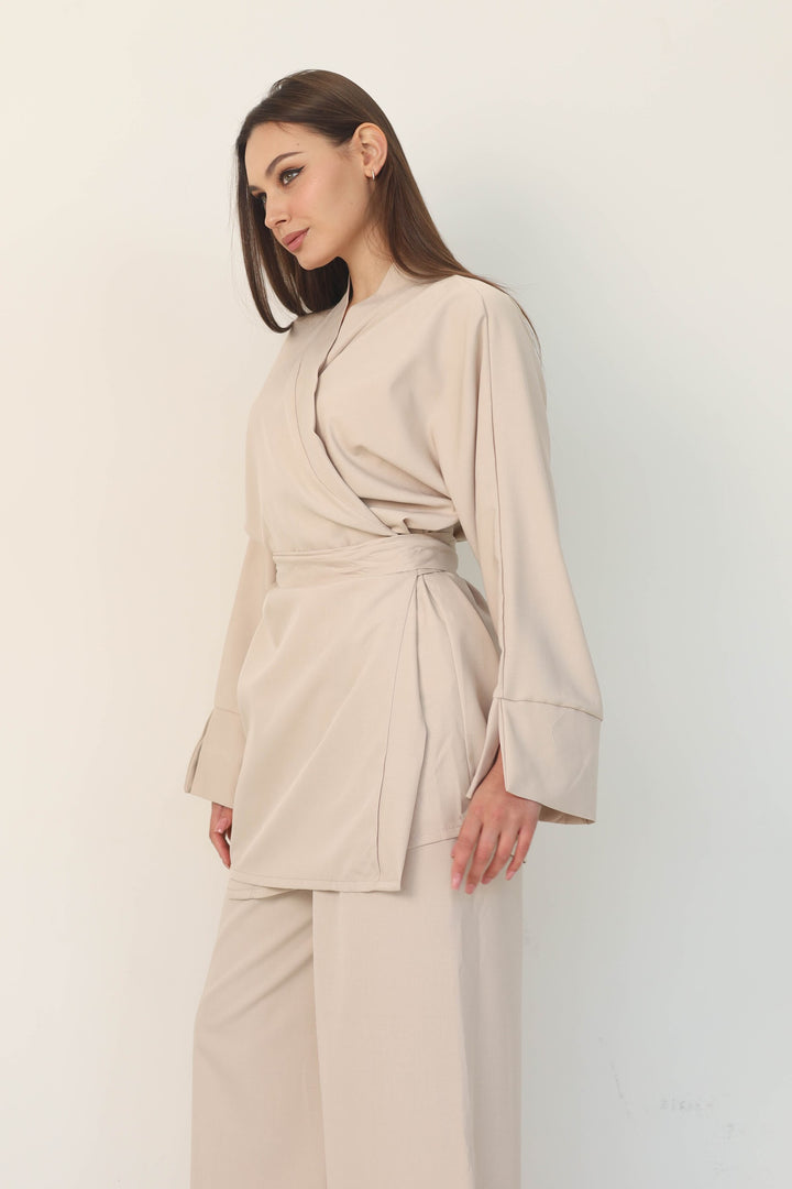 beige two-piece set