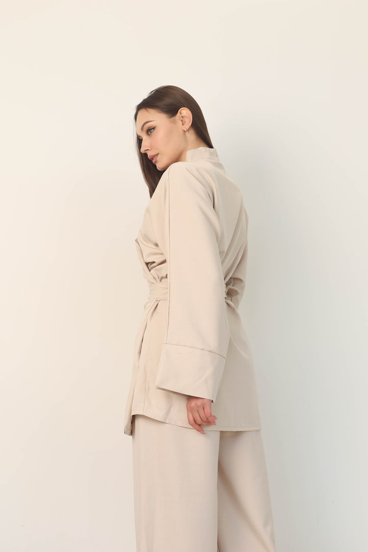 beige two-piece set