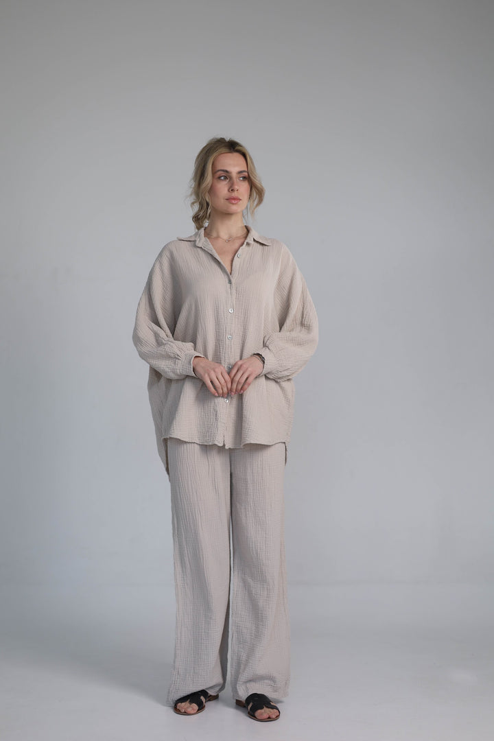 beige two-piece set