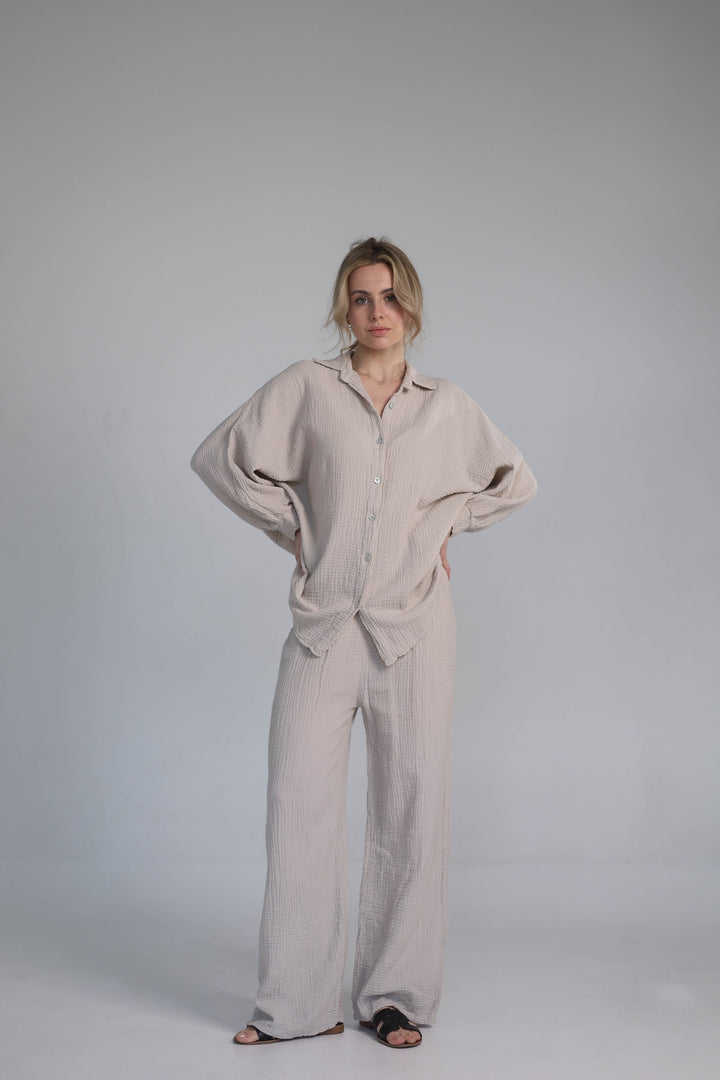 beige two-piece set