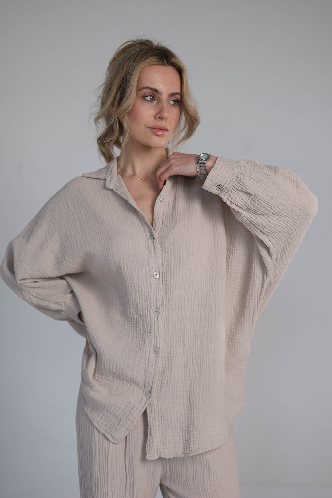 beige two-piece set