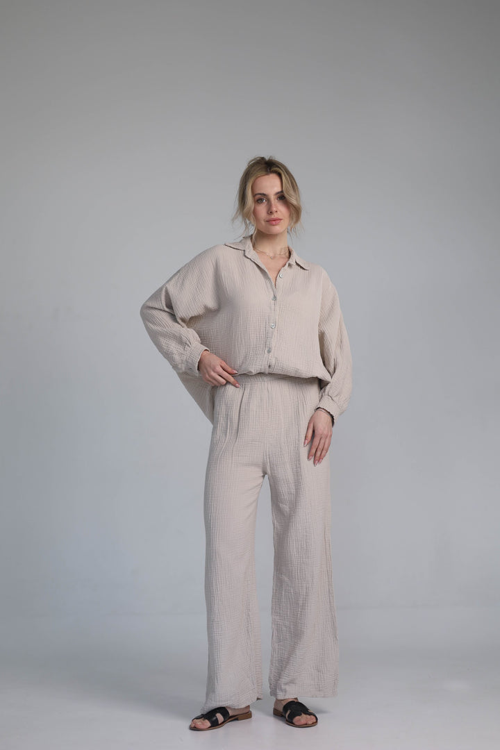 beige two-piece set