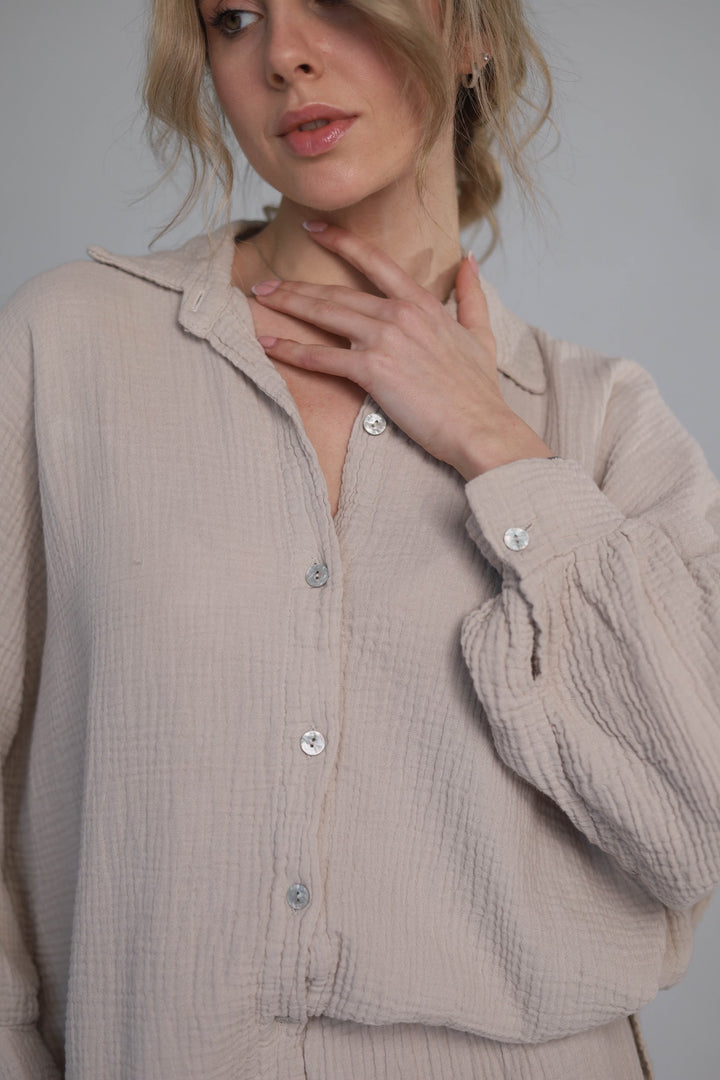 beige two-piece set