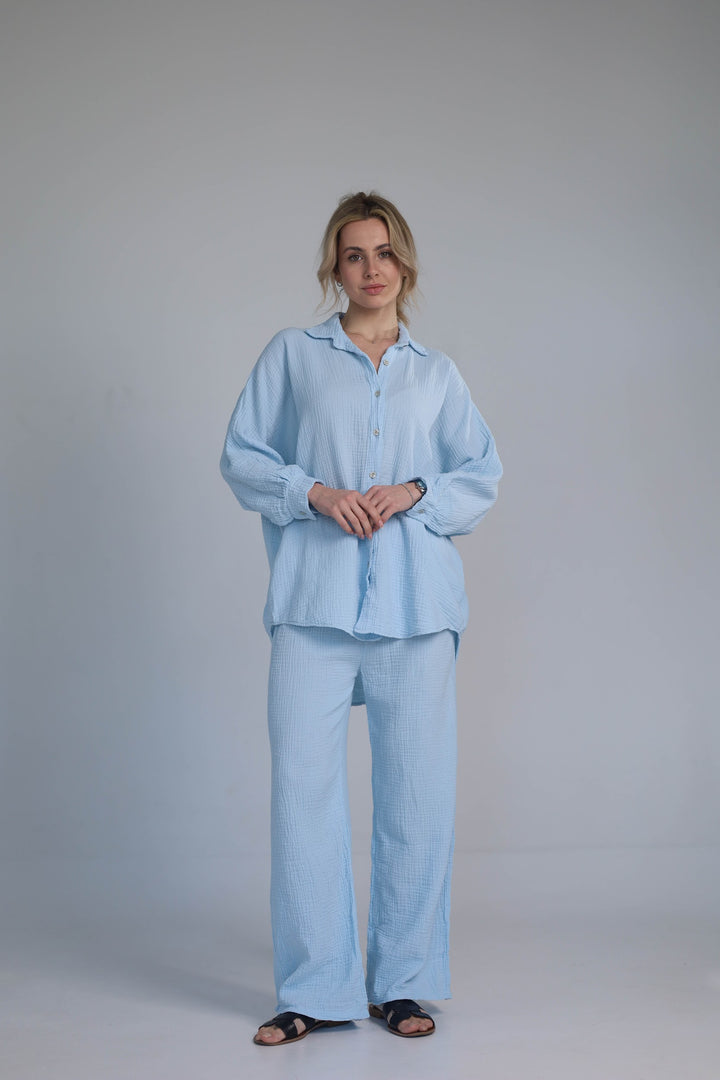 light blue two-piece set