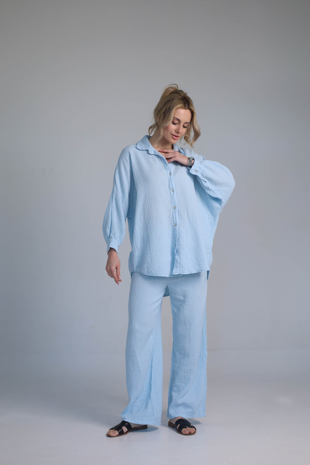 light blue two-piece set