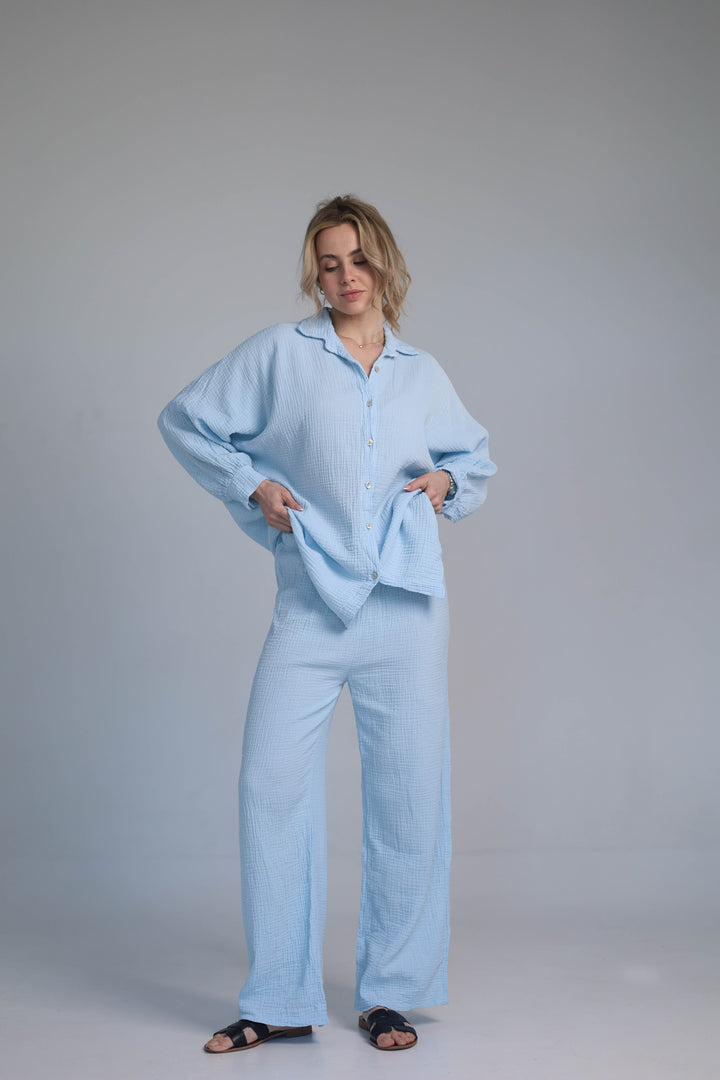 light blue two-piece set
