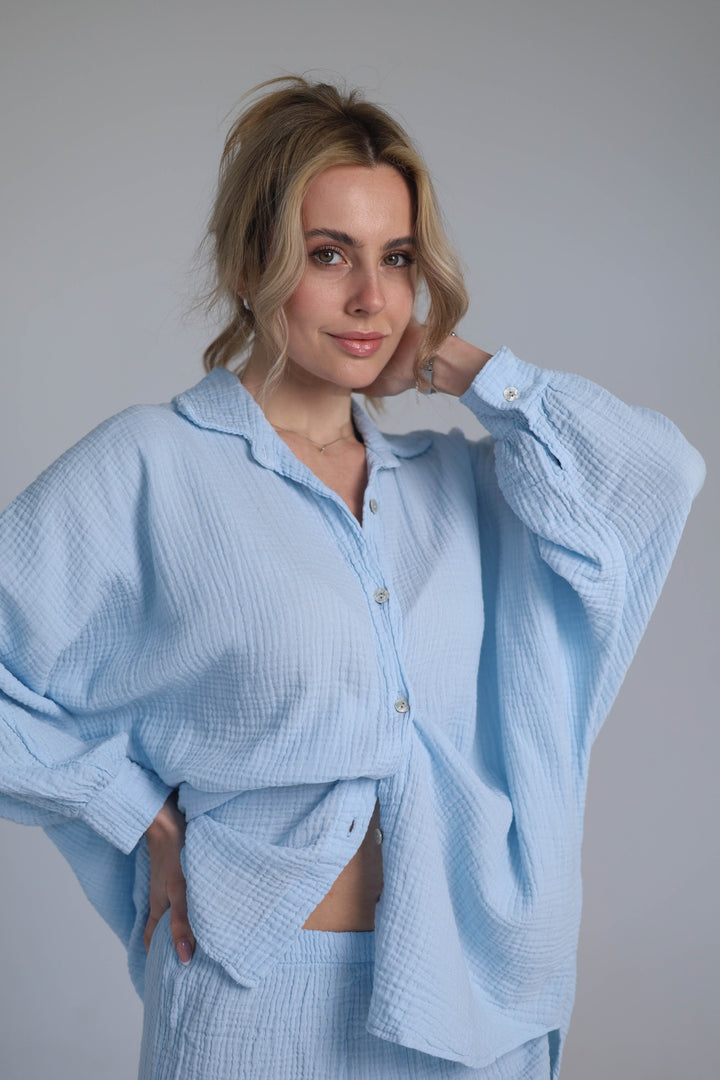 light blue two-piece set