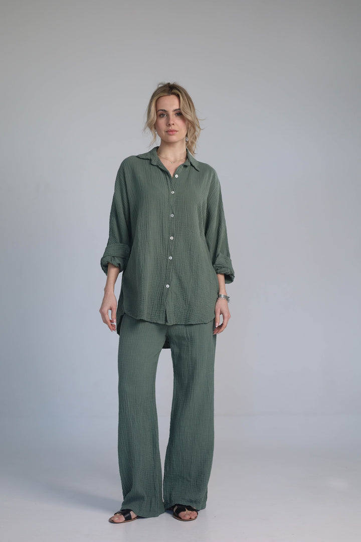 khaki two-piece set