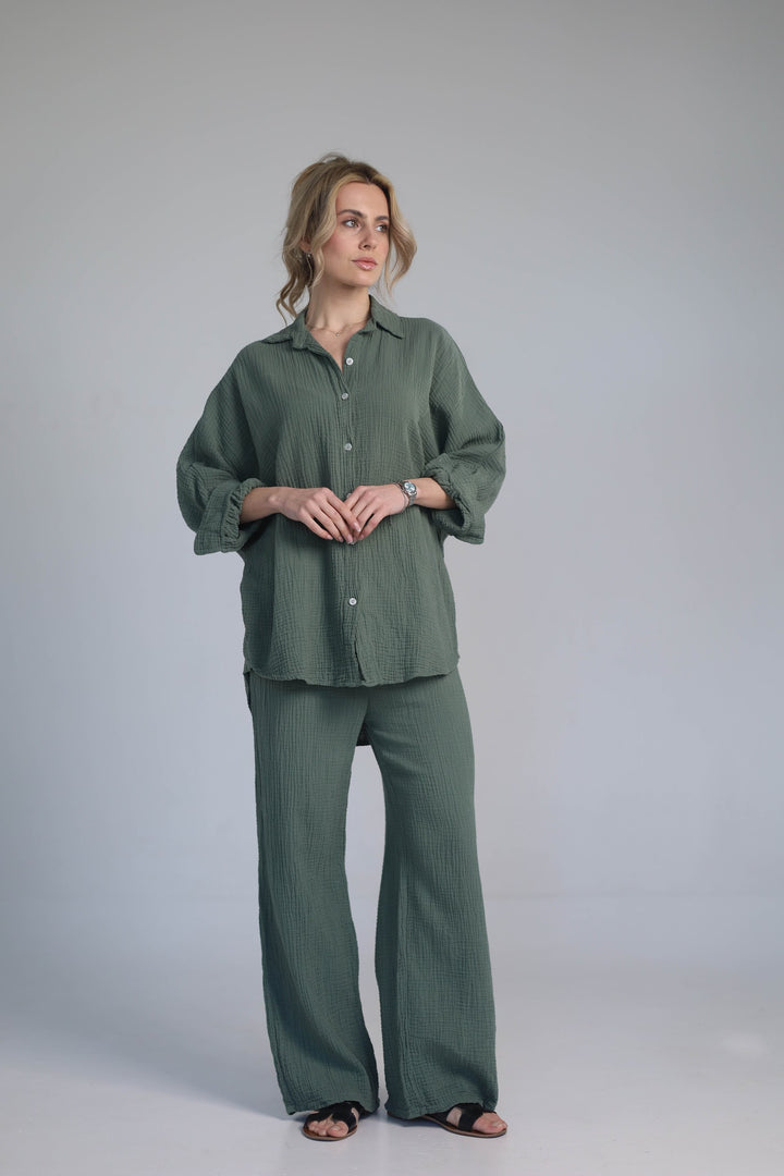 khaki two-piece set