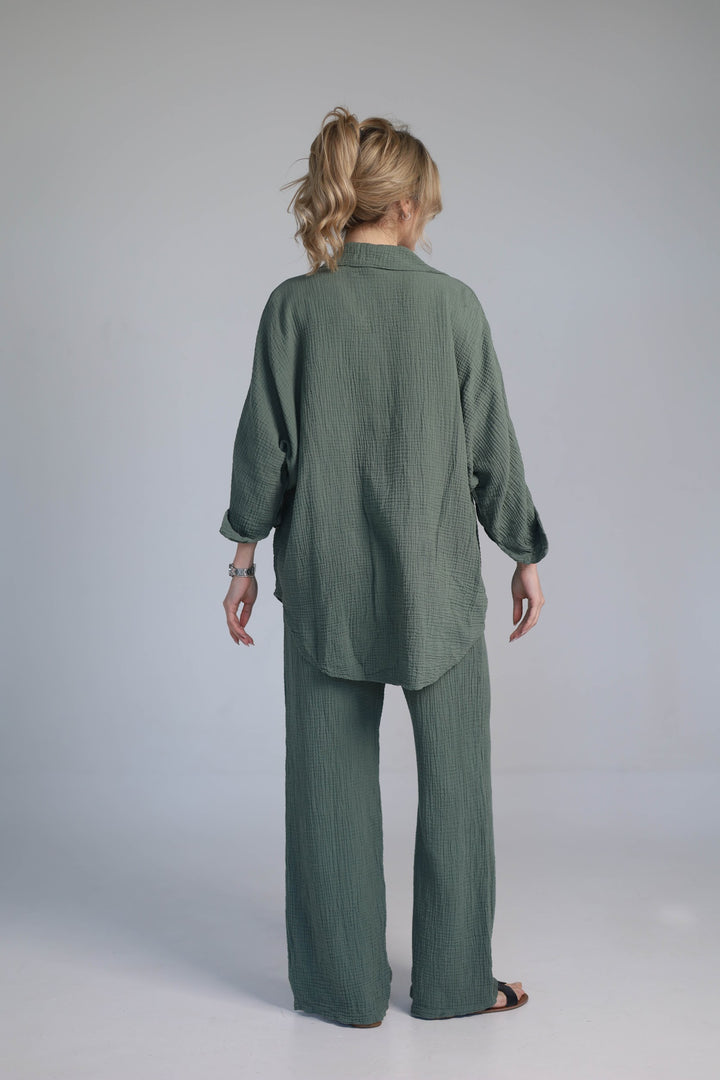 khaki two-piece set