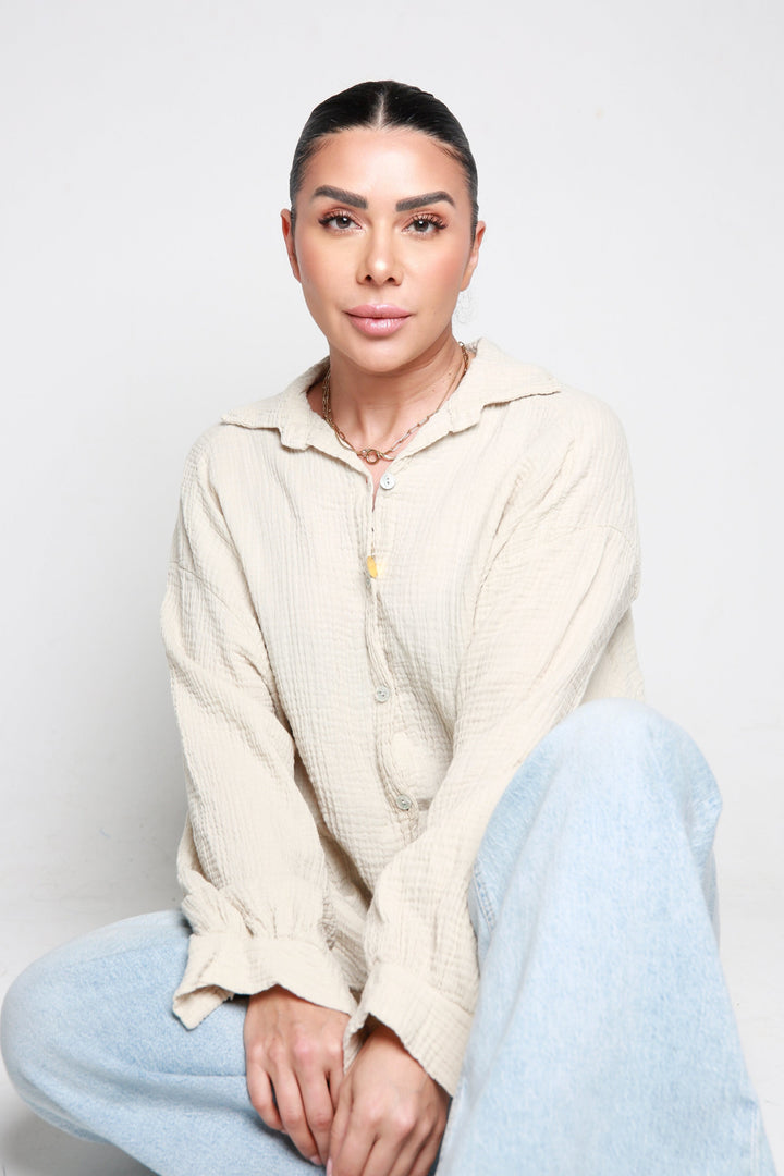 OVERSIZE MUSSELIN BLUSE