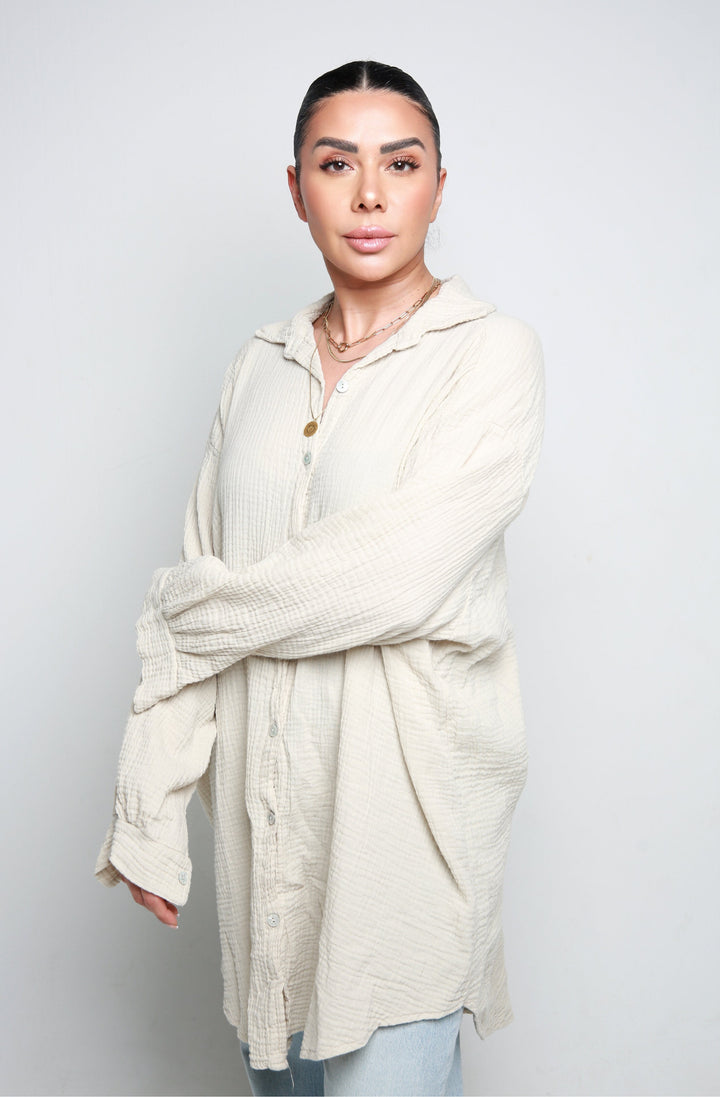 OVERSIZE MUSSELIN BLUSE