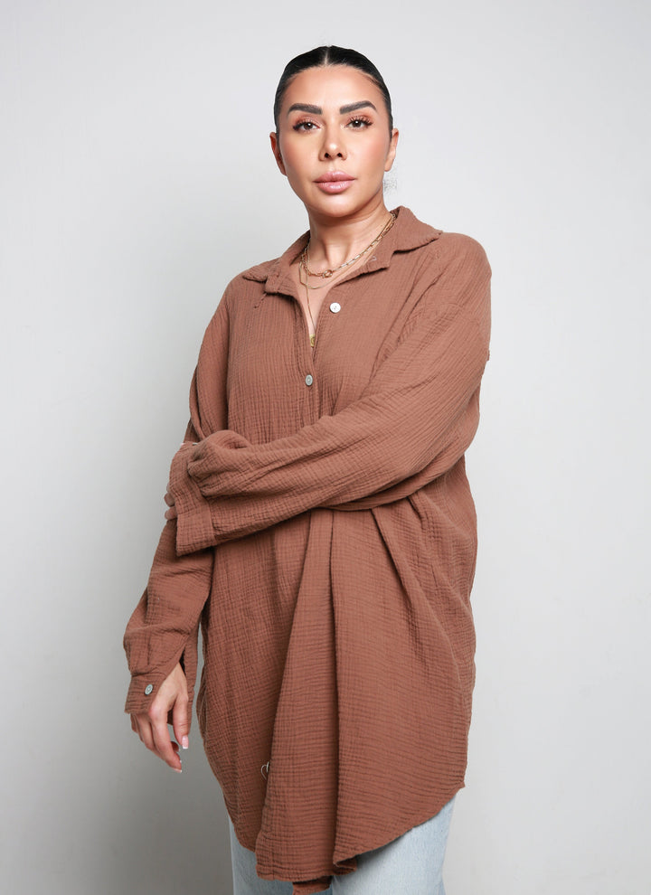OVERSIZE MUSSELIN BLUSE
