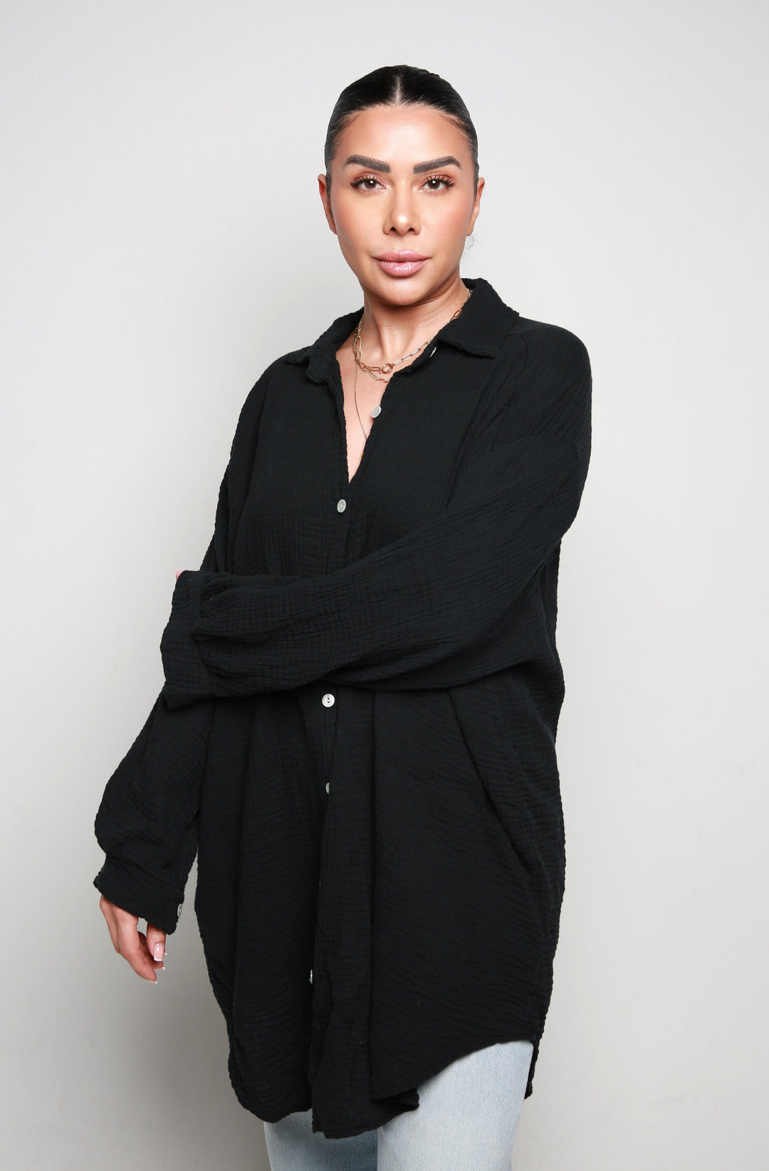 OVERSIZE MUSSELIN BLUSE
