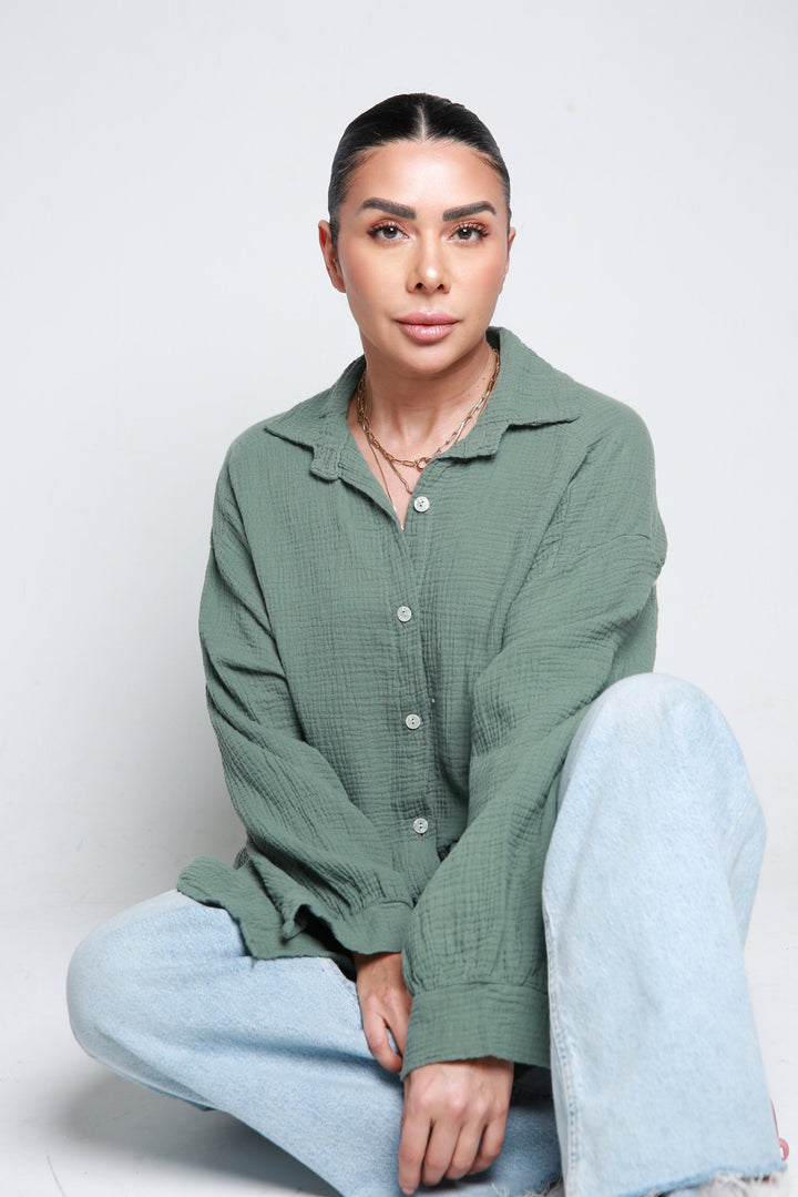OVERSIZE MUSSELIN BLUSE