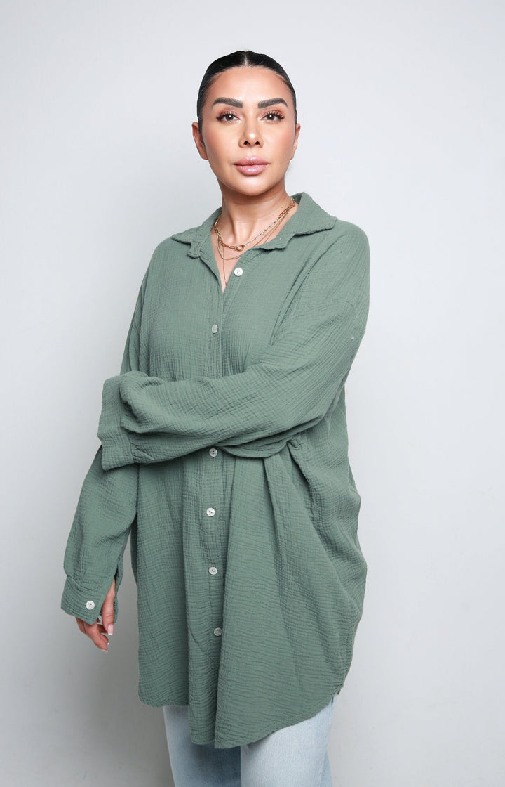 OVERSIZE MUSSELIN BLUSE